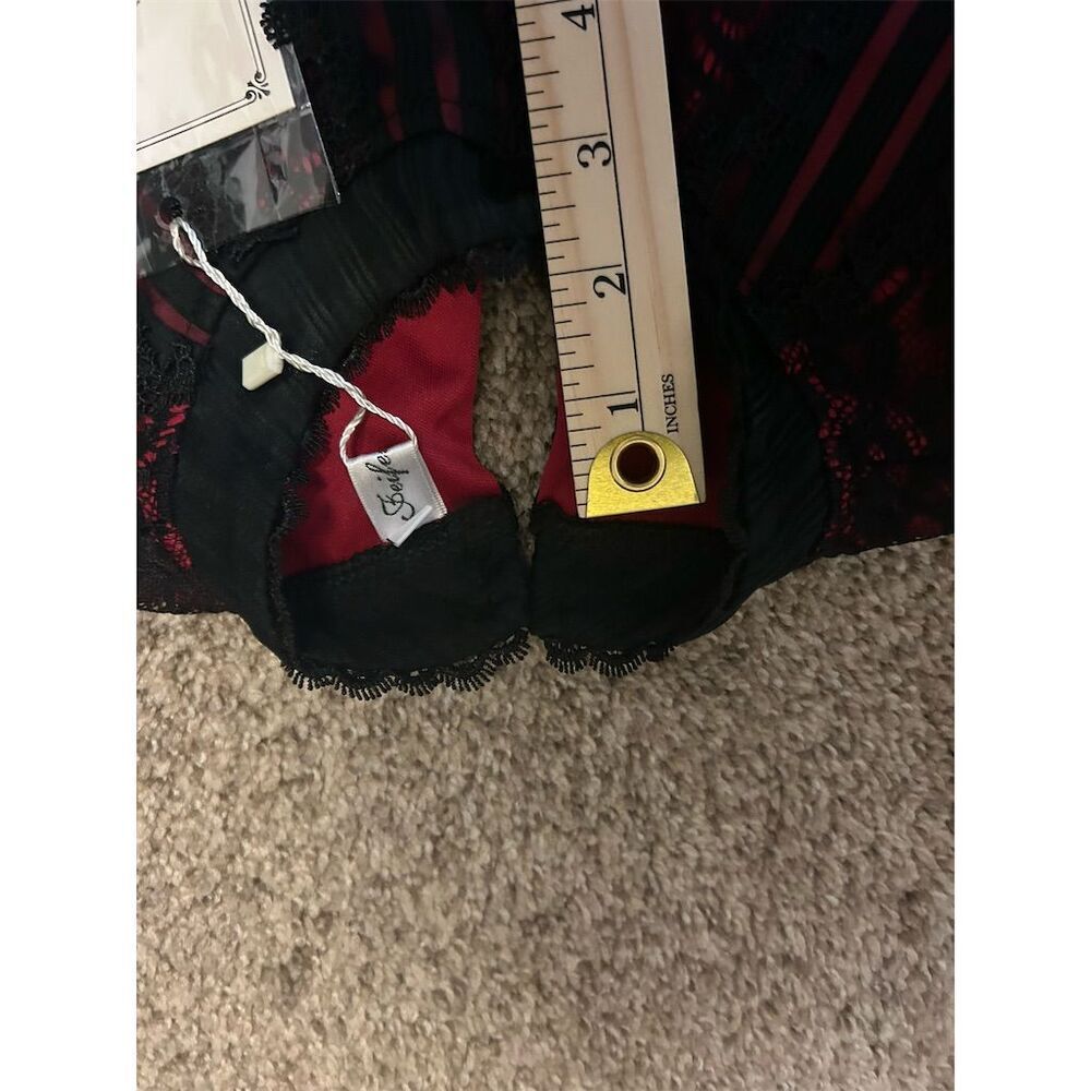 Feifei Women's M Black & Red Lace Blouse High Neck Party Top - Picture 4 of 7